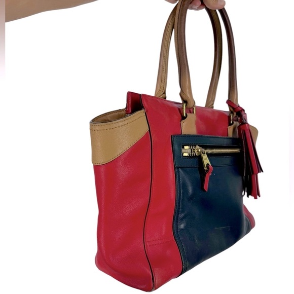 Coach Candice Colorblock legacy handbag red and blue - Picture 2 of 7